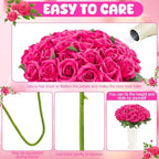 36 Pcs Hot Pink Artificial Roses with Long Stems in Hot Pink, alternate view 3