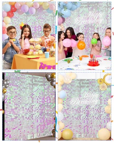 36 Pcs Iridescent Pink Shimmer Wall Backdrop Panels for Party Decorations, alternate view 3