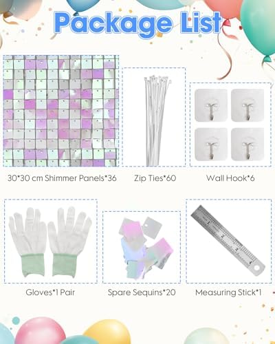 36 Pcs Iridescent Pink Shimmer Wall Backdrop Panels for Party Decorations, alternate view 7