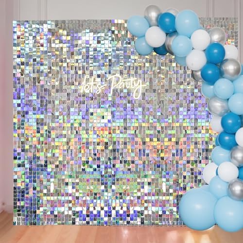 36 Pcs Iridescent Silver Shimmer Wall Backdrop Panels for Party