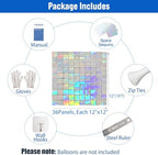 36 Pcs Iridescent Silver Shimmer Wall Backdrop Panels for Party, alternate view 2