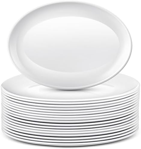 36 Pcs Large Serving Platters Oval Trays White Plates Serving Dish for Wedding Party Restaurant Home Steak