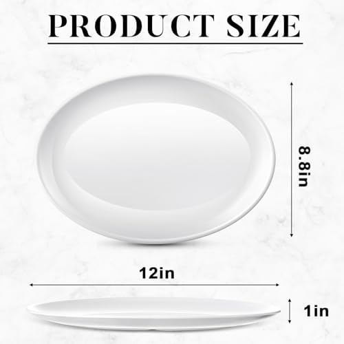 36 Pcs Large Serving Platters Oval Trays White Plates Serving Dish for Wedding Party Restaurant Home Steak, alternate view 3
