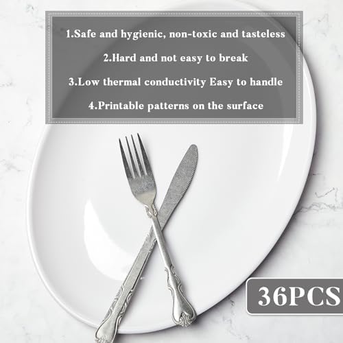 36 Pcs Large Serving Platters Oval Trays White Plates Serving Dish for Wedding Party Restaurant Home Steak, alternate view 4