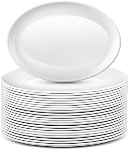 36 Pcs Large Serving Platters Oval Trays White Plates Serving Dish for Wedding Party Restaurant Home Steak