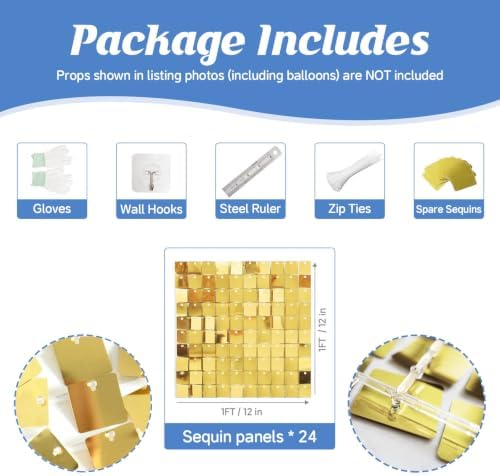 36 Pcs Light Gold Shimmer Wall Backdrop,6x6 FT for Party in 6x6 FT, alternate view 3