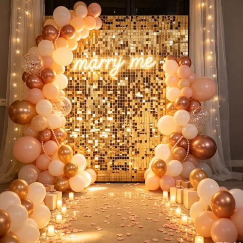 36 Pcs Light Gold Shimmer Wall Backdrop,6x6 FT for Party in 6x6 FT, alternate view 6