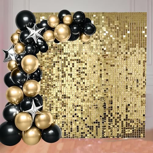 36 Pcs Light Gold Shimmer Wall Backdrop Panels for Party Decor in Light Gold