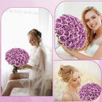 36 Pcs Lilac Purple Artificial Roses with Long Stems in Lilac, alternate view 4