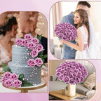 36 Pcs Lilac Purple Artificial Roses with Long Stems in Lilac, alternate view 5