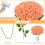 36 Pcs Peach Pink Artificial Roses with Long Stems in Peach Pink, alternate view 6