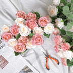 36 Pcs Pink Champagne Rose Artificial Flowers Bulk with Long Stem in Pink, Champagne, alternate view 7
