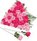 36 Pcs Pink, Hot Pink Artificial Roses with Long Stems in Pink, hot Pink