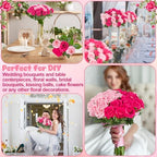 36 Pcs Pink, Hot Pink Artificial Roses with Long Stems in Pink, hot Pink, alternate view 7