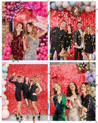 36 Pcs Red Shimmer Wall Backdrop Panels for Party, Red Sequin Backdrop for Birthday Graduation Home Party, alternate view 2