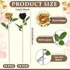 36 Pcs Silk Black Gold Rose Bouquet Bridal Artificial Flowers in Black, Gold, alternate view 2