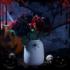 36 Pcs Silk Black Red Rose Bouquet Bridal Artificial Flowers in Black, Red, alternate view 3