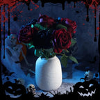 36 Pcs Silk Black Red Rose Bouquet Bridal Artificial Flowers in Black, Red, alternate view 4