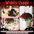 36 Pcs Silk Black Red Rose Bouquet Bridal Artificial Flowers in Black, Red, alternate view 5