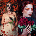 36 Pcs Silk Black Red Rose Bouquet Bridal Artificial Flowers in Black, Red, alternate view 6