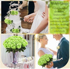 36 Pcs Silk Green Rose Bouquet Bridal Artificial Flowers in Light Green, alternate view 6
