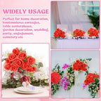 36 Pcs Silk Red Rose Bouquet Bridal Artificial Flowers in Red, alternate view 5