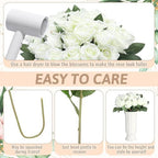 36 Pcs Silk White Rose Bouquet Bridal Artificial Flowers in White, alternate view 3