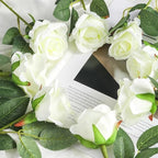 36 Pcs Silk White Rose Bouquet Bridal Artificial Flowers in White, alternate view 5