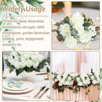 36 Pcs Silk White Rose Bouquet Bridal Artificial Flowers in White, alternate view 6