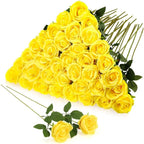 36 Pcs Silk Yellow Rose Bouquet Bridal Artificial Flowers in Yellow