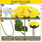 36 Pcs Silk Yellow Rose Bouquet Bridal Artificial Flowers in Yellow, alternate view 4