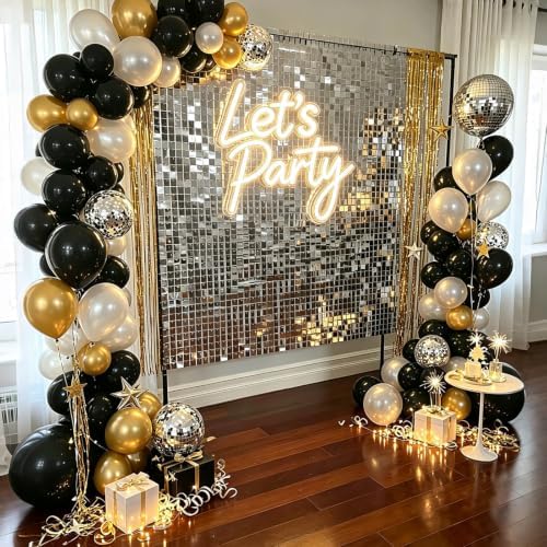 36 Pcs Silver Shimmer Wall Backdrop,6x6 FT for Party in 6x6 FT, alternate view 5
