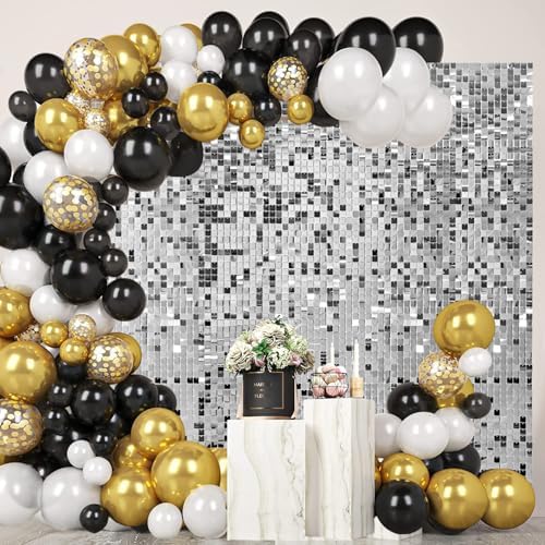 36 Pcs Silver Shimmer Wall Backdrop Panels for Birthday Party Decorations