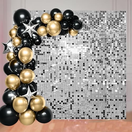 36 Pcs Silver Shimmer Wall Backdrop Panels for Party Decoration