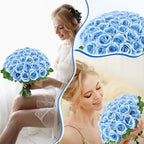 36 Pcs Sky Blue Artificial Roses with Long Stems in Sky Blue, alternate view 5