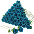 36 Pcs Teal Artificial Roses with Long Stems in Teal
