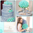 36 Pcs Turquoise Artificial Roses with Long Stems in Turquoise, alternate view 4