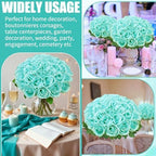 36 Pcs Turquoise Artificial Roses with Long Stems in Turquoise, alternate view 6