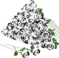 36 Pcs Velvet Texture Black White Artificial Halloween Fake Flower in Black, White