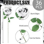 36 Pcs Velvet Texture Black White Artificial Halloween Fake Flower in Black, White, alternate view 2