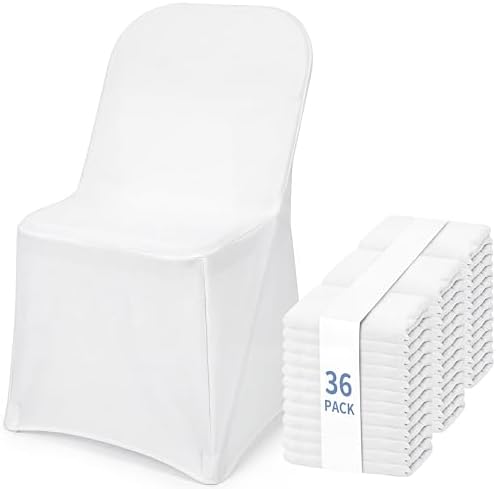 36 Pcs White Folding Chair Covers Spandex Stretch Slipcover