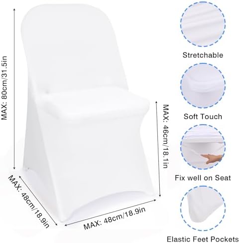 36 Pcs White Folding Chair Covers Spandex Stretch Slipcover, alternate view 2