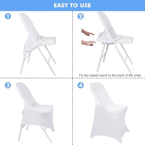 36 Pcs White Folding Chair Covers Spandex Stretch Slipcover, alternate view 3