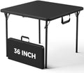 36" Square Folding Table, Portable Card Table with Built-in Handle, Heavy Duty Foldable Table No Assembly, for