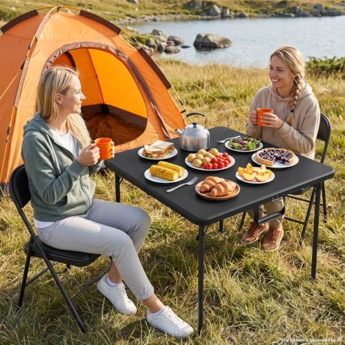 36" Square Folding Table, Portable Card Table with Built-in Handle, Heavy Duty Foldable Table No Assembly, for, alternate