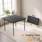36" Square Folding Table, Portable Card Table with Built-in Handle, Heavy Duty Foldable Table No Assembly, for, alternate