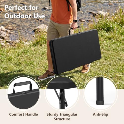 36" Square Folding Table, Portable Card Table with Built-in Handle, Heavy Duty Foldable Table No Assembly, for, alternate