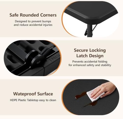 36" Square Folding Table, Portable Card Table with Built-in Handle, Heavy Duty Foldable Table No Assembly, for, alternate