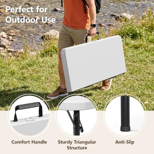 36" Square Folding Table, Portable Card Table with Built-in Handle, Support up to 400 LBS, Heavy Duty Foldable, alternate