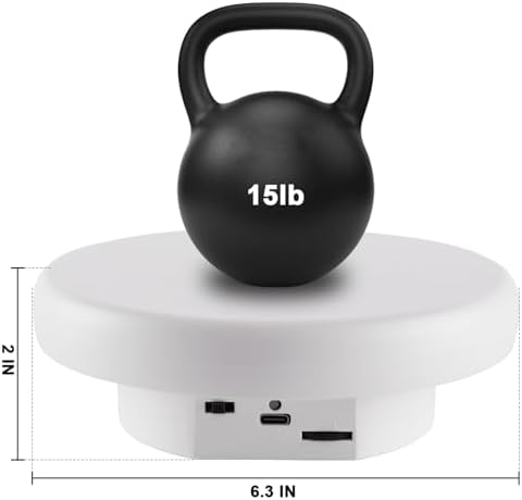 360° Electric Rotating Platform with Type-C Cable, 6.3in / 15lb Motorized Rotating Display for Jewelry, alternate view 2